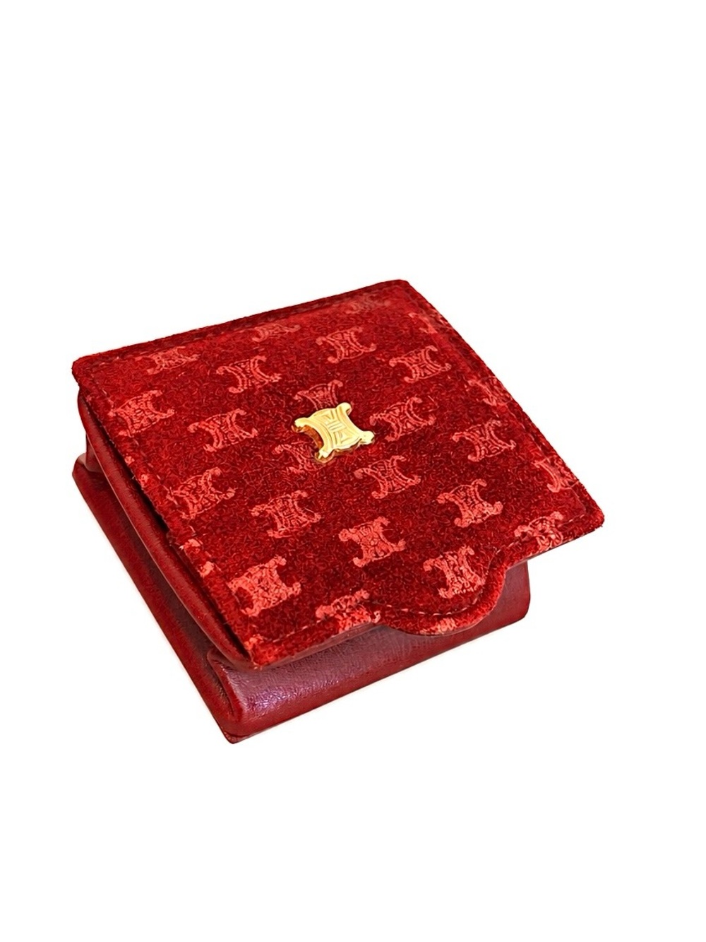 CELINE RARE Vintage Macadam Triomphe Monogram Coin Purse / Jewelry Pouch W/ COA